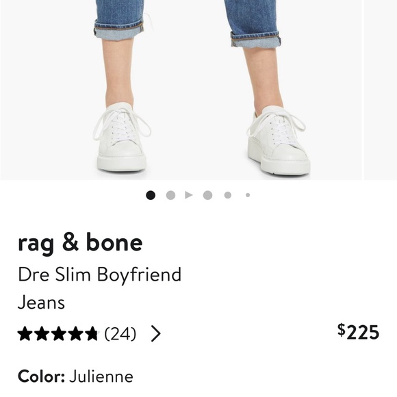 NWT SZ 25 Rag & Bone “Dre Slim Boyfriend” Cropped jeans in color ‘Julienne’ 🩵 - Picture 7 of 7